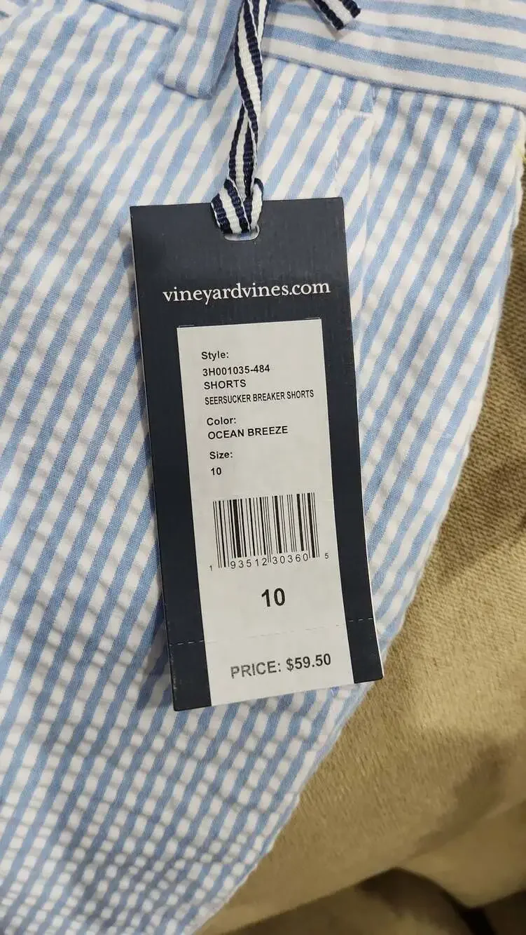 Vineyard Vines Boys Seersucker Breaker Shorts Size 10 Ocean Breeze